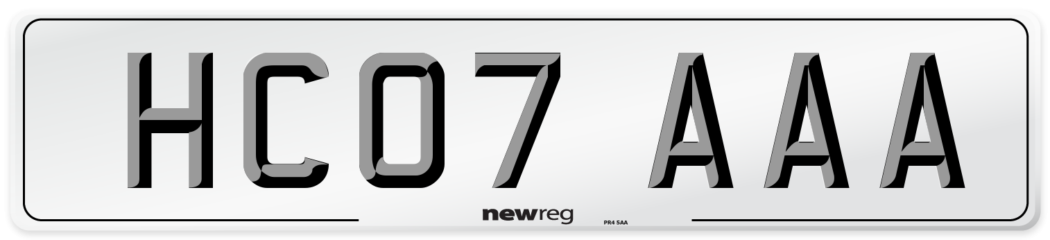 HC07 AAA Number Plate from New Reg